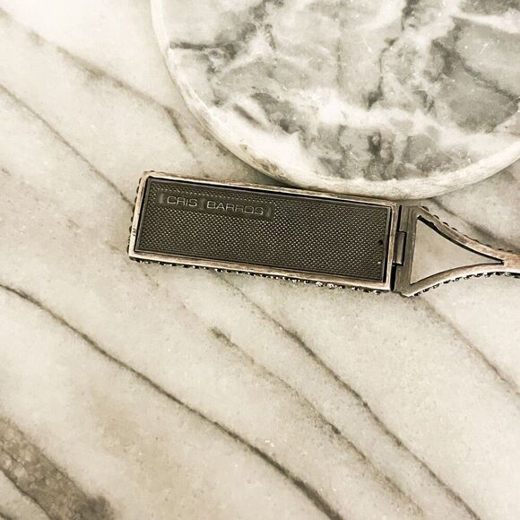 Cris Barros Abstract Necklace Made In Brazil Black Gunmetal Pendant Rectangle - Picture 7 of 8
